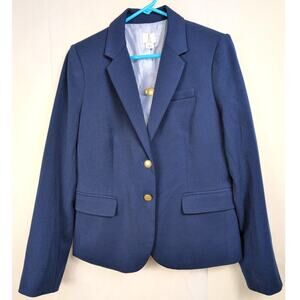 New J.Crew navy blue gold button school boy blazer jacket Sz 8 Preppy Old Money
